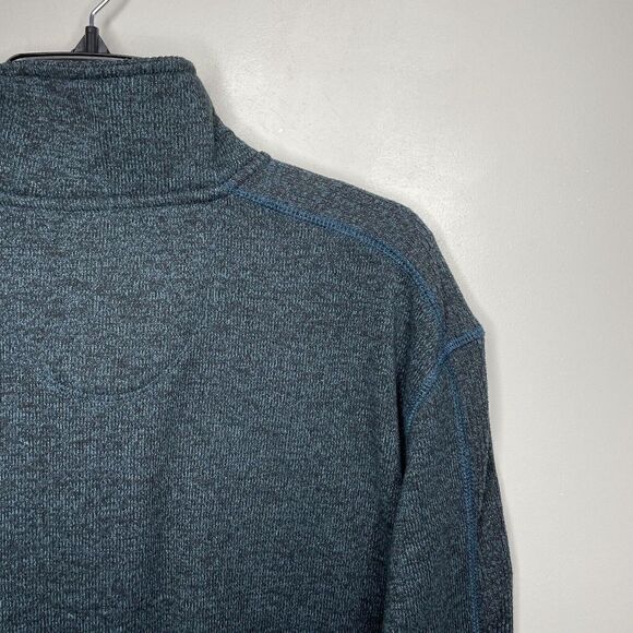 VAN HEUSEN Sweater Mens XXL 1/4-Zip Knit Pullover Fleece-Lined Button Charcoal - Picture 4 of 7